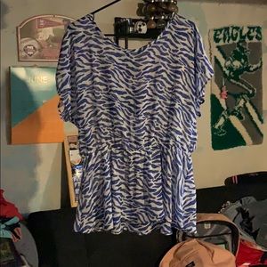 Sheer blue zebra blouse